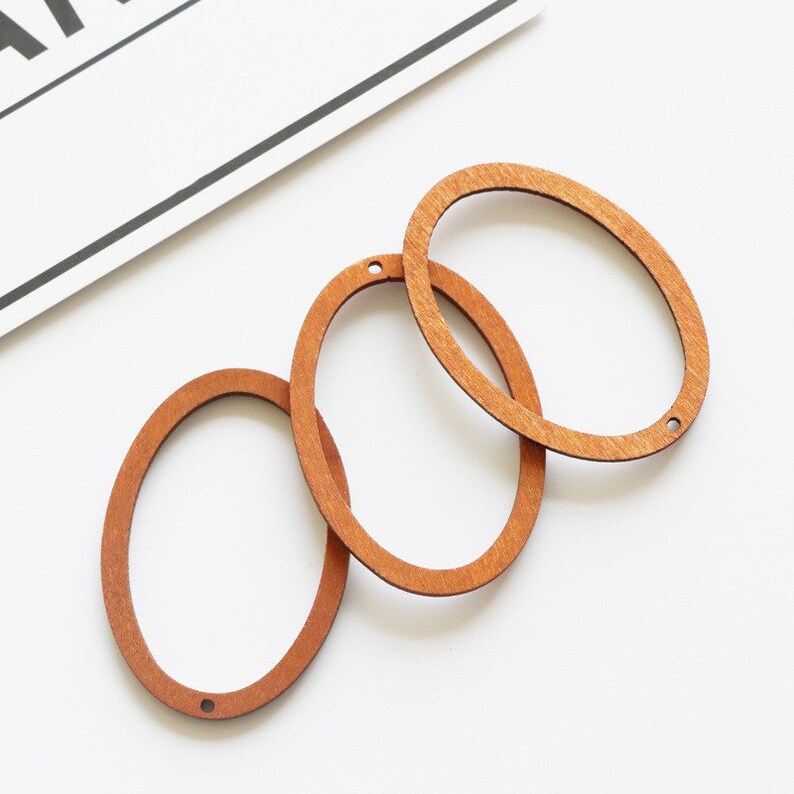20PCS Wood Charms Pendant Wooden Beads,Jewelry for Earring Necklace Making Wooden Charms Wood Oval Charm Pendant
