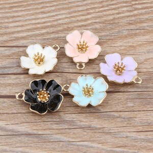 10PCS Flower Enamel Charms, Alloy Charm Pendant, Flower Charms,Floral Charms, Tiny Charm, Jewelry Charms for Earring Necklace Making