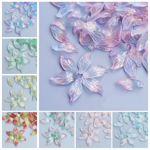 50PCS Multi Color Czech Glass Lily Petal Beads 10x 21 mm Flower Petals Floral Glaze Beads Czech Petal Charms For Earring Necklace Bracelet
