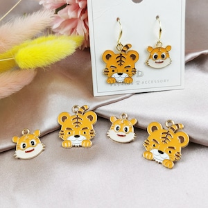10 STK Tier Tiger Emaille Charm,Tropfen ÖlLegierung Charm Anhänger,Ohrring Charms,Halskette Charm,Schmuck Charms für Ohrringe Halskette Herstellung