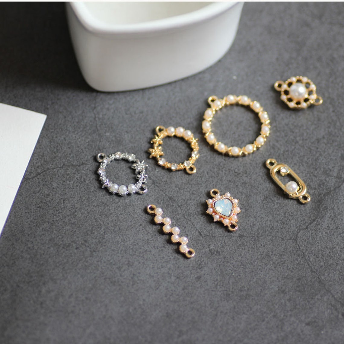 10PCS Crystal Connector Alloy Charm Connector Pearl Etsy