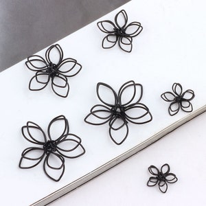 10PCS Alloy Flower Charms, Alloy Charm Pendant, Floral Charms,Black Charm, Flower Charms,Jewelry Charms for Earring Necklace Making