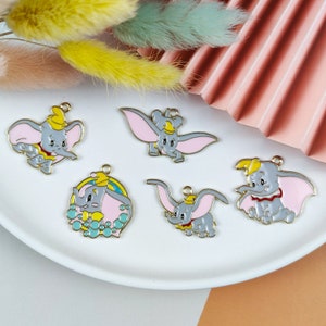 10PCS Cartoon Dumbo Enamel Charms, Alloy Charm Pendant, Tiny Charm, Craft Supplies,Jewelry Charms for Earring Necklace Making