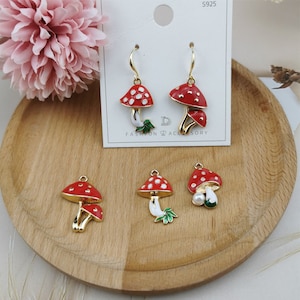 10PCS Small Enamel Charms, Alloy Charm Pendant,Mushroom pendant earrings,Tiny Charm,Jewelry Charms for Earring Necklace Making