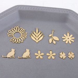 6pcs 18K Real Gold Plated Charms,Golden Charm Pendant,Nontarish Brass Charms,Earring Charm,Jewelry Charms,Necklace Charms