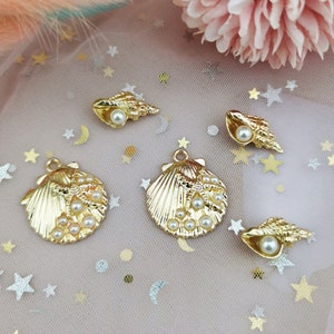 10PCS Enamel Charms, Alloy Charm Pendant,  Tiny Charm, Conch shell Charms, Jewelry Charms for Earring Necklace Making