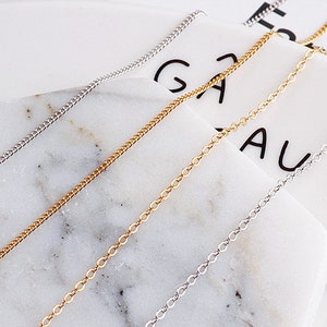 Real Gold Plated Chain, Plain Chain, Cable Chain, Jewelry Chain, Chain Necklace, Long Silver Necklace Chain,Finished Chain