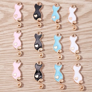 10PCS Enamel Cat Charms , Alloy Charm Pendant, DIY handmade Earring Charms, Necklace Charms, Jewelry Charms for Earring Necklace Making