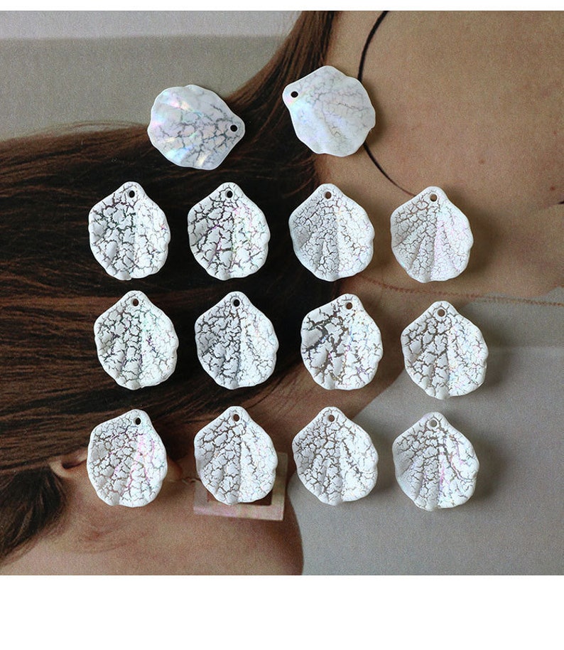 20PCS Resin Charms Faux Shell Charms White Tiny Charms Beads,Jewelry Charms for Earring Making Resin Leaft Charm Pendant