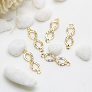 10pcs 14K Real Gold Plated Infinity Connector,Golden Charm Pendant,Nontarish Brass Charms,Earring Jewelry Connector,Necklace Connector