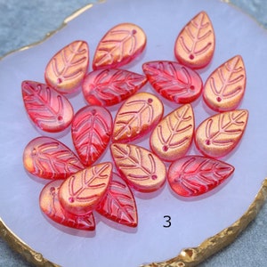 50PCS Multi Shape Czech Glass Flower Petal Beads Red Flower Petals Floral Glaze Beads Czech Petal Beads For Earring Necklace Bracelet