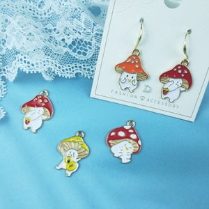 10/20PCS  Enamel Charms, Alloy Charm Pendant,Mushroom pendant earrings,Tiny Charm,Jewelry Charms for Earring Necklace Making