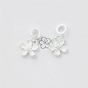 925 Sterling Silver Charms, Silver Flower Floral Charm Pendant, Earring Charms, Necklace Charms, Necklace Pendant,Jewelry Charms