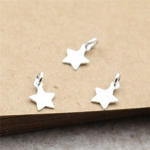 4/6/10pcs 925 Sterling Silver Charms, Silver Star Charm Pendant, Earring Charms, Necklace Charms, Necklace Pendant,Jewelry Charms