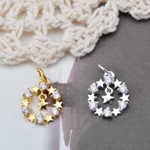 925 Sterling Silber Charms, Silber Kreis Zirkon Charm Anhänger, Ohrring-Charme, Halsketten-Charme, Halsketten-Anhänger, Bastelbedarf, Schmuck Charm