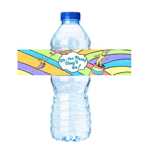 Oh the Places They'll Go - Water Bottle Label (printable) - Digital File