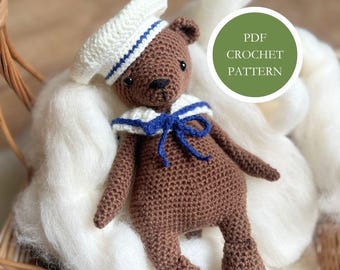 Sailor Barley the Bear Crochet Pattern: Amigurumi Teddy Bear (PDF Download) U.K. Terminology