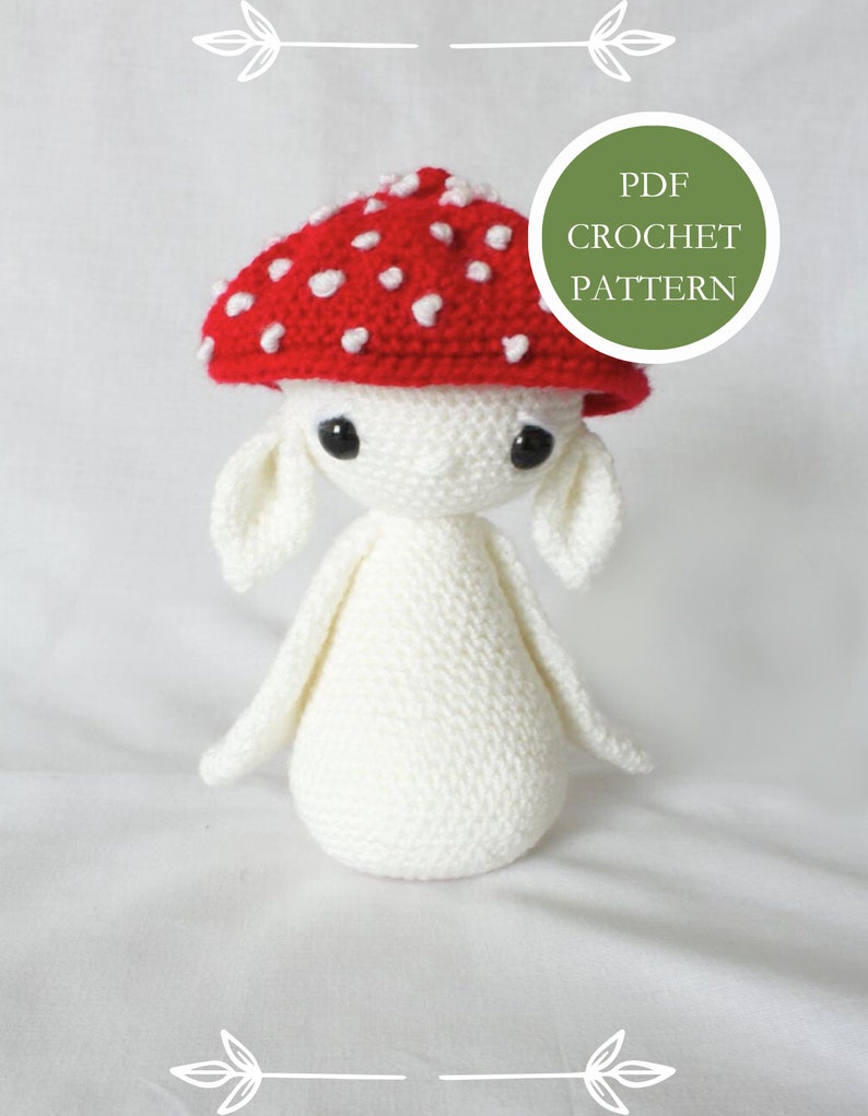 PATTERN: Mushroom Sprite Crochet Amigurumi PDF Download Pattern Crochet Mushroom Pattern Fairy Amigurumi Whimisical Pattern Cute Toadstool image 1