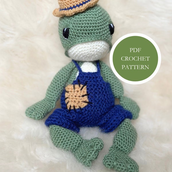 PATTERN: Hops the Frog and Dungarees Amigurumi PDF Download Pattern Frog and Toad Pattern Cute Frog Plush Toy Pattern Instructions