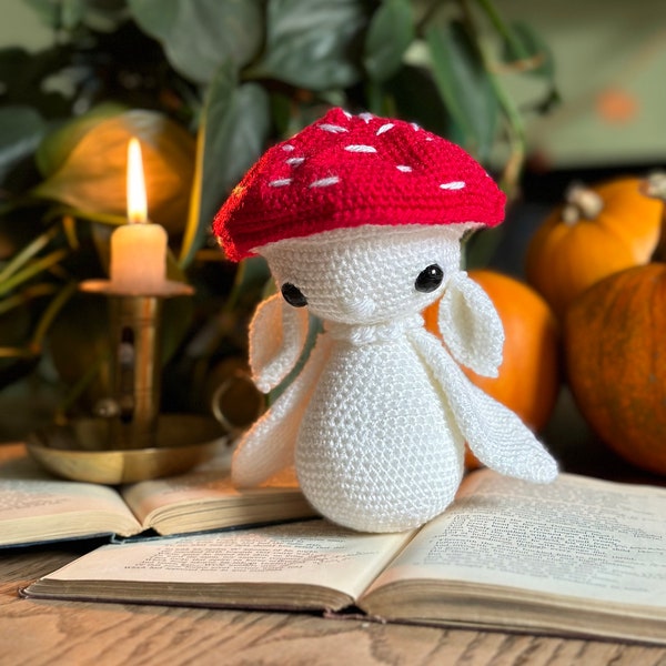 Mushroom Sprite Toy Toadstool Cute Cottagecore Doll Sprite Cute Halloween Samhain Autumn Fall Finished Crochet Amigurumi Doll Toy