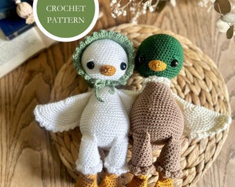 Patrón de crochet para amigurumi de pato ánade real: Juguete de Clary y Sage (patrón en PDF) Terminología del Reino Unido