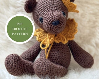 PATTERN: Arthur the Bear Crochet Amigurumi PDF Download Pattern Teddy Bear Pattern Cute Teddy Plush Toy Pattern Instructions
