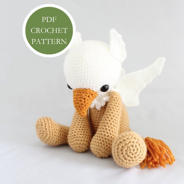 PATTERN: Hawthorne the Griffin Crochet Amigurumi PDF Download Pattern Gryphon Crochet Pattern Cute Mythical Fantasy Instructions DIY Plushie