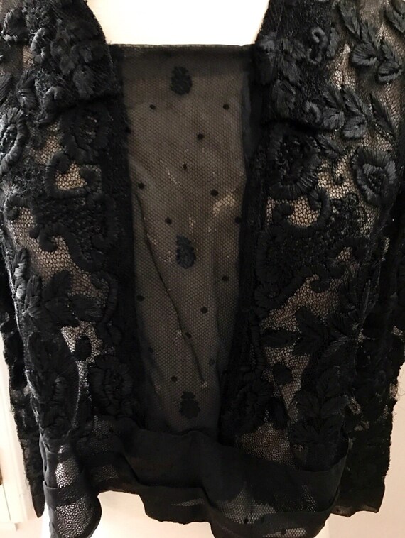 1900s Black Lace Bodice Blouse with Snap Closure and Handmade | Etsy