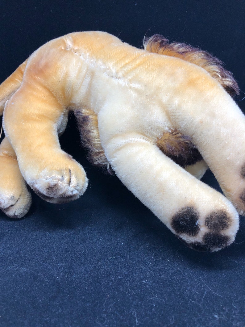 Excellent! Vintage Steiff Lion and Steiff Mouse 1958 Stuffed Mohair Large Leo the Lion with non-Articulated limbs Glass Eyes Cute Mouse