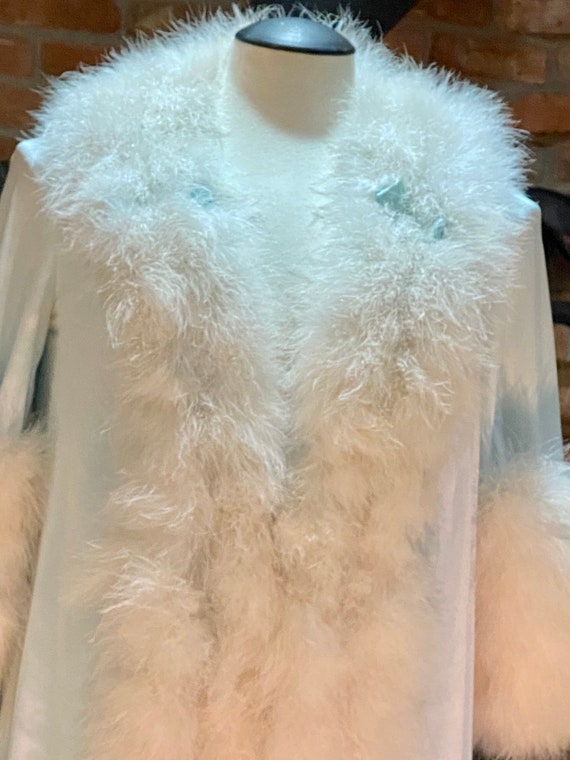 Lucie Ann Feather Robe, Light Blue Nylon Body, Siz