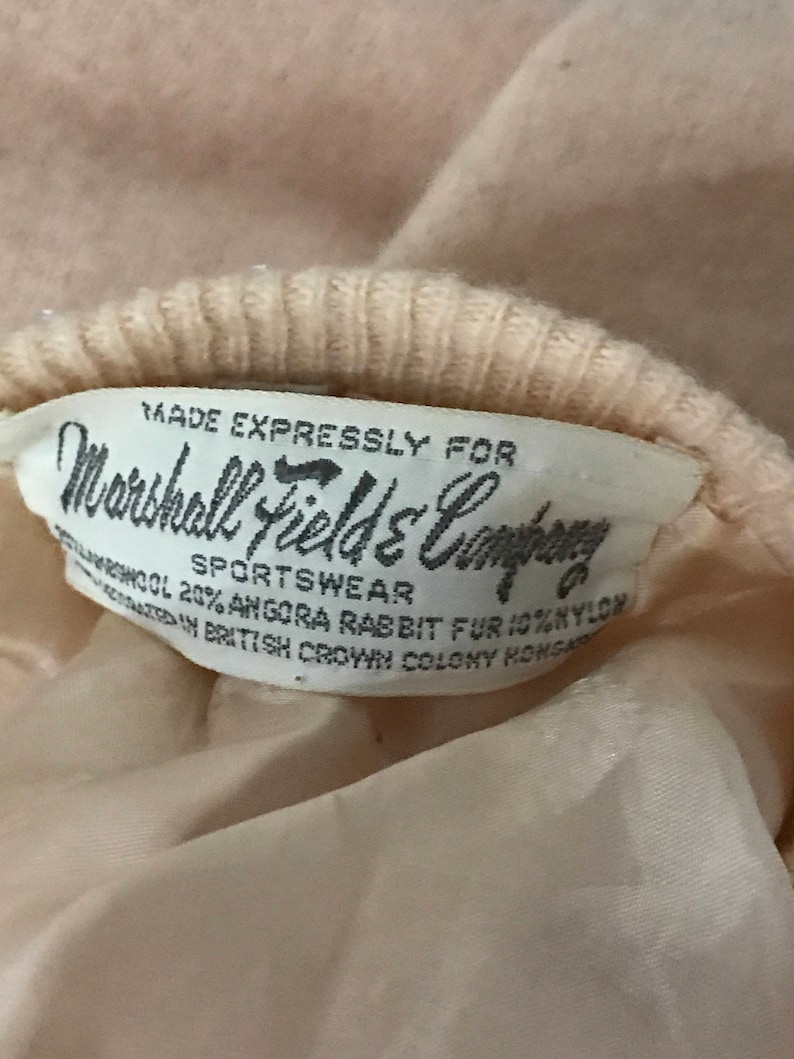 50s Beaded Pink Cardigan Sweater Lambswool Lined size Medium Beaded Pink on Pink witb a Touch of Soft Angora Made for Marshall Fields