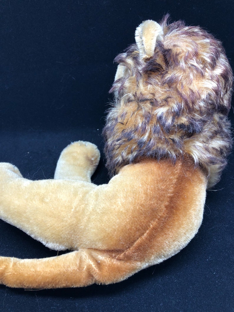 Excellent! Vintage Steiff Lion and Steiff Mouse 1958 Stuffed Mohair Large Leo the Lion with non-Articulated limbs Glass Eyes Cute Mouse