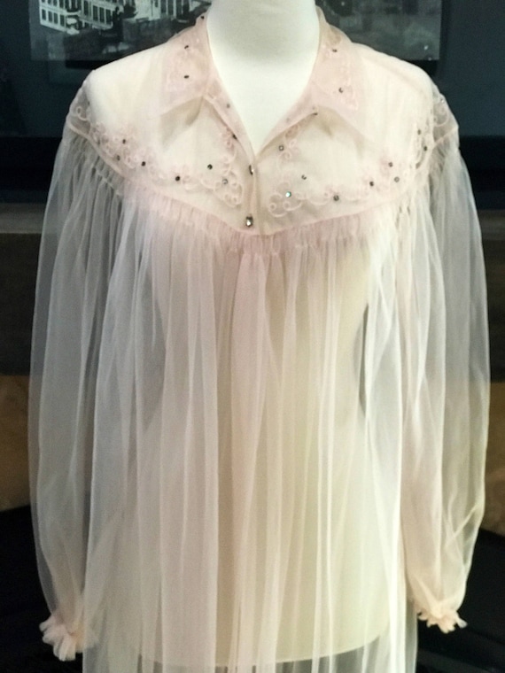 50s Vintage Chiffon Robe Vanity Fair New Old Stock