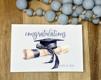 Graduation Card | Handmade Watercolor Print | Class of 2026 Greeting Card | Elegant Grad Gift | Artistic Graduation Card Blank Inside