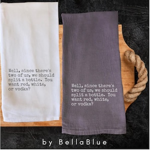 Funny Red, White, Vodka Kitchen Towels, Funny Quotes Decorative Towel, Humorous Sayings Dish Towel Housewarming Hostess Gift Tea Towel