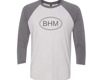 BHM Logo Baseball T-Shirt Next Level Tee Birmingham Alabama Original Design Gift for Her Mom Gift Dad Gift Gift for Him BellaBlue Graphic