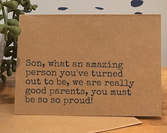Funny Cards for Son | Humorous Greeting Card for Son| Birthday Card | Witty Family Cards | Mother to Son | Father to Son | Witty Cards Son