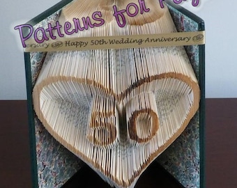 Book folding pattern for 50 IN A HEART