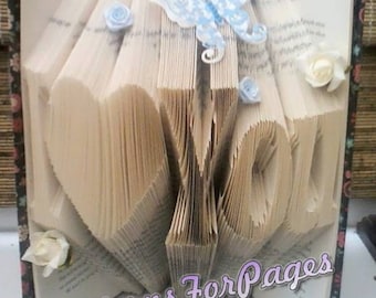 Book folding pattern for I HEART YOU - I love you
