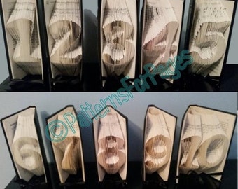 Book folding pattern for TABLE NUMBERS 1 to 10 (11 to 20 listed seperately)