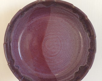 Raspberry Red 8.5 Inch Ceramic Pie Plate, Baking Serving Dish Handmade with Stoneware Clay.