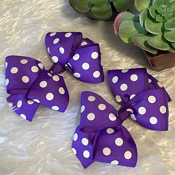 Hair Bows-Polka Dots Grosgrain Ribbon-Girl Accessories-Pigtail Bows-Hair Clip Headwear-Hairpins Barrette-Hair Accessories