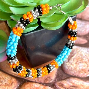 Beaded Wire Wrapped Hoop Earrings•Native  Bead Artwork•Statement Jewelry