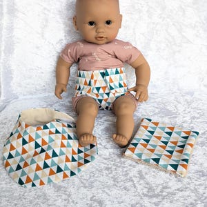 Heart diaper and bib for 30 cm doll