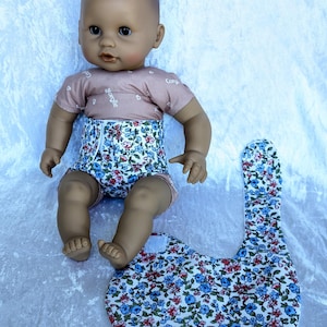 Heart diaper and bib for 30 cm doll