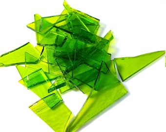 25 pezzi di tessere di vetro a mosaico verde, scarti di vetro colorato, forniture di vetro verde primavera