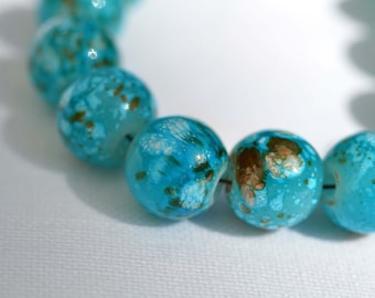 30 pcs  7 mm Turquoise enamelled acrylic  beads