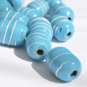 1 vintage glass bead, large white and blue lampwork glass beads