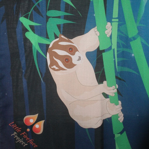 Gorgeous large screen printed slow loris and full moon scarf, hijab, table cloth, wall hanging, artwork