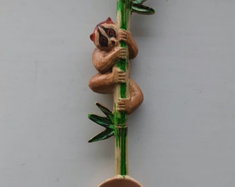 Wonderful hand-carved Teaspoon, different patterns available, Javan slow loris/tarsier